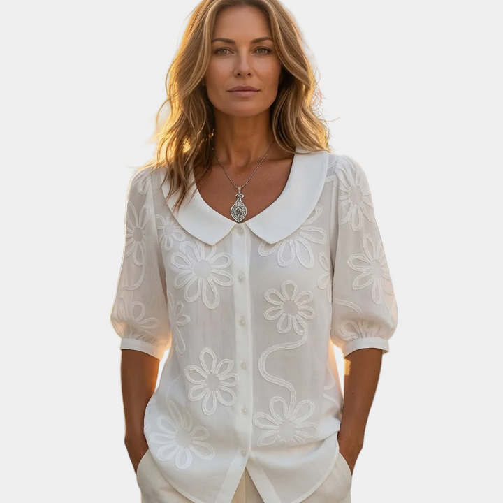 Marina - Lagana cvjetna bluza, prirodna elegancija