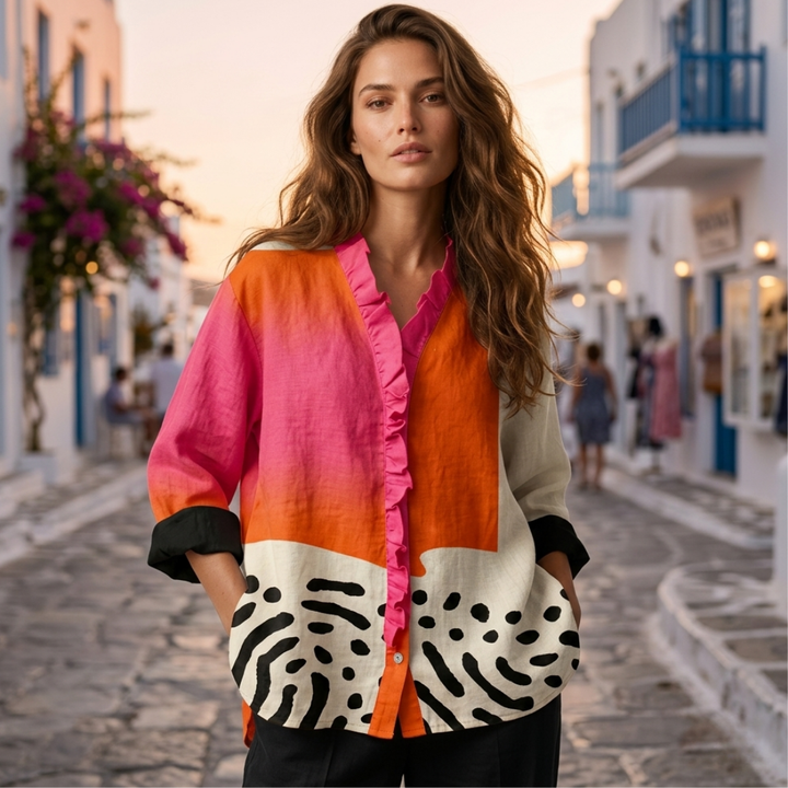 Raissa - Elegantna lanena ljetna bluza