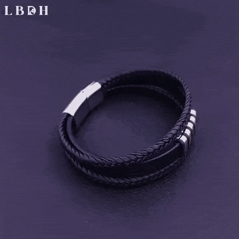 Bracelet en Cuir Véritable et Acier