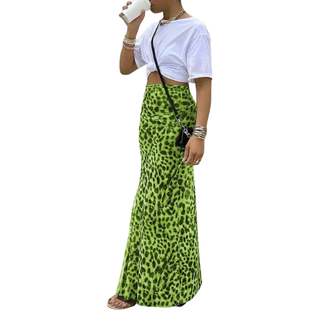 THORA™ – Midi suknja s leopard uzorkom i sirena krojem