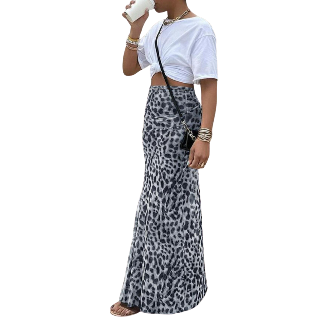 THORA™ – Midi suknja s leopard uzorkom i sirena krojem