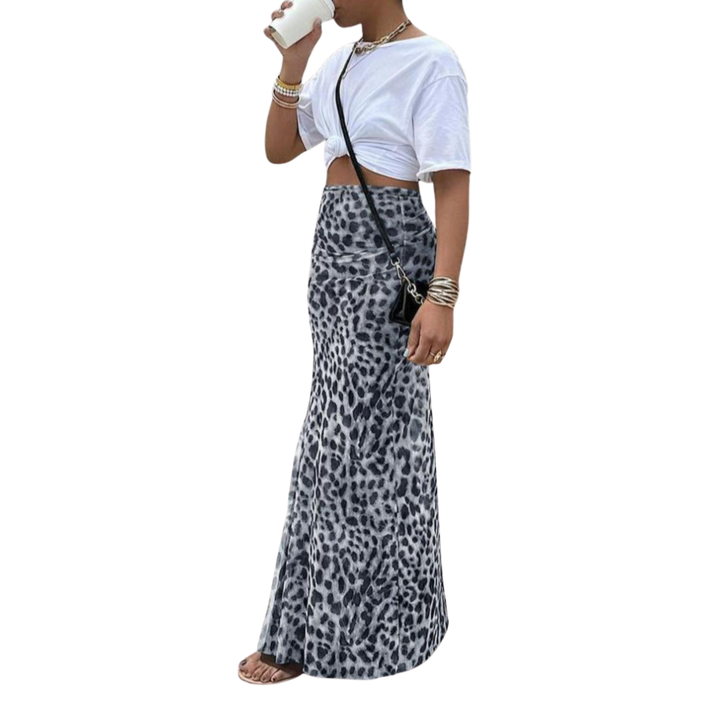 THORA™ – Midi suknja s leopard uzorkom i sirena krojem