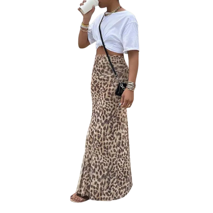 THORA™ – Midi suknja s leopard uzorkom i sirena krojem
