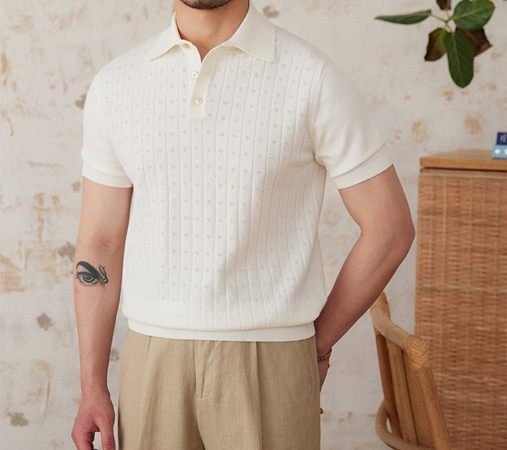 Mosta Pleated Cotton Knit Polo Shirt