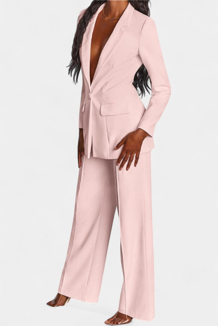 Marnie Conjunto de Blazer a Medida y Pantalones de Pierna Ancha
