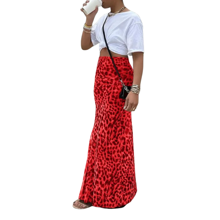 THORA™ – Midi suknja s leopard uzorkom i sirena krojem