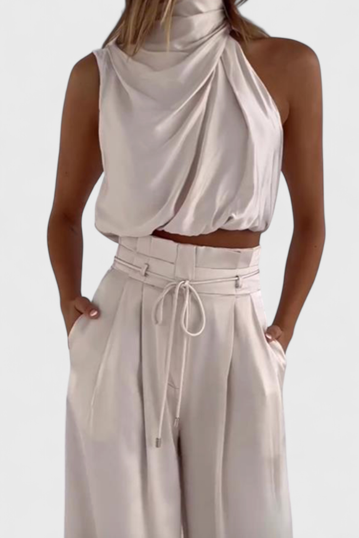 Helira Conjunto Dos Piezas con Top Fluido y Pantalón Palazzo