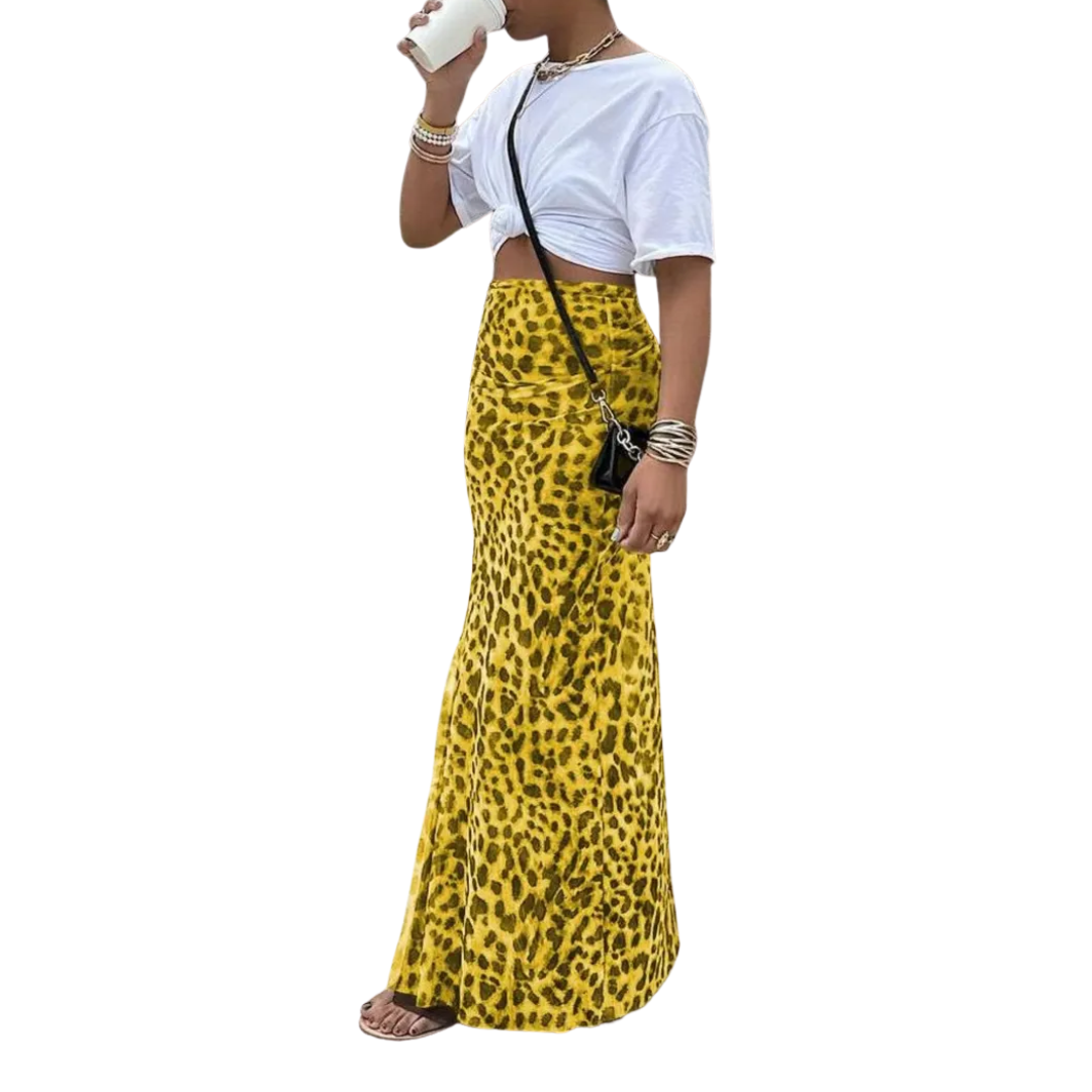 THORA™ – Midi suknja s leopard uzorkom i sirena krojem