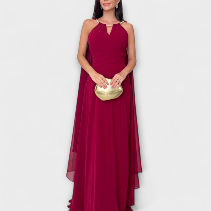 Mabel - Elegantne maksi haljine s plaštom i visokim prorezom
