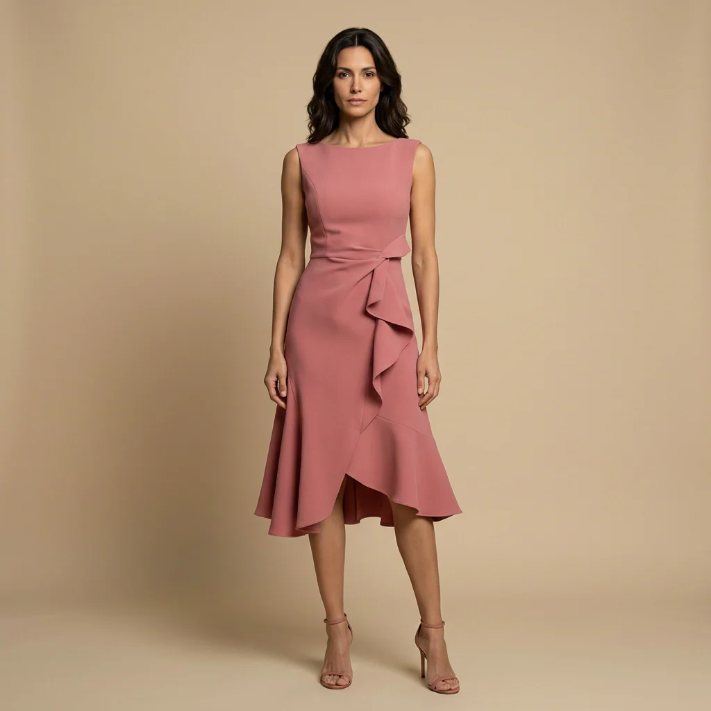 Claudia Vestido Midi Asimétrico con Drapeado Elegante