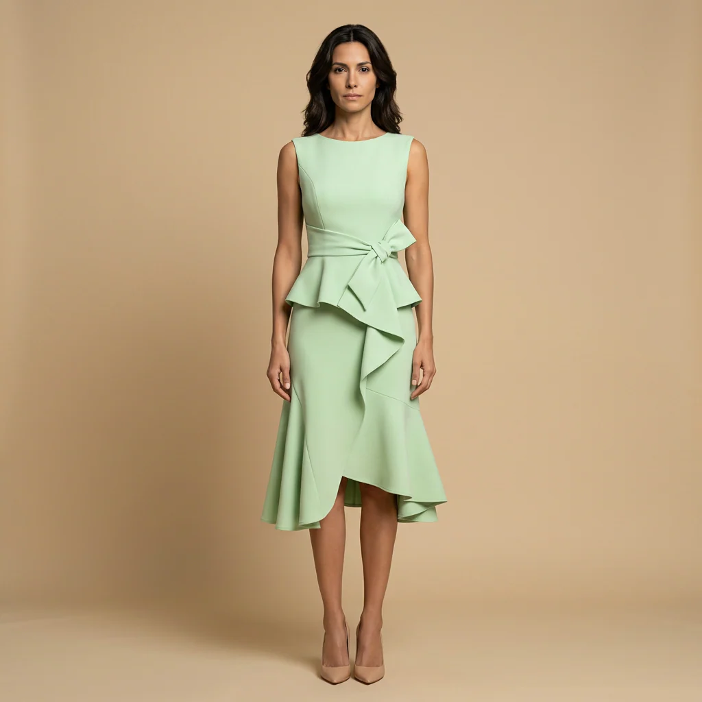Claudia Vestido Midi Asimétrico con Drapeado Elegante