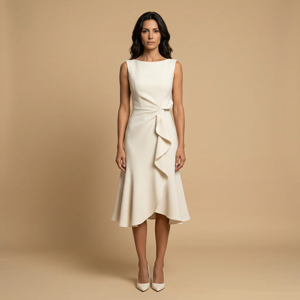 Claudia Vestido Midi Asimétrico con Drapeado Elegante