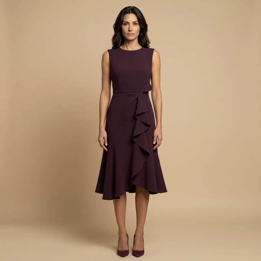 Claudia Vestido Midi Asimétrico con Drapeado Elegante