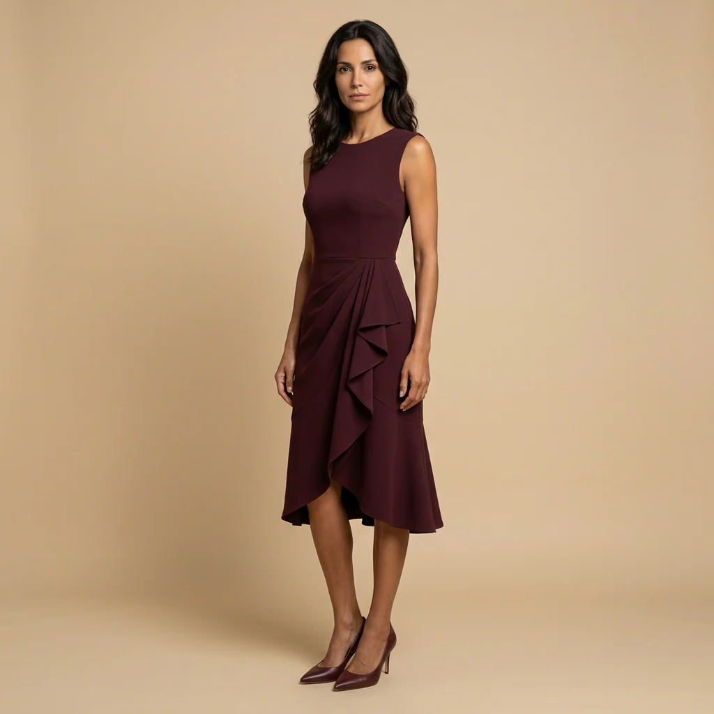 Claudia Vestido Midi Asimétrico con Drapeado Elegante