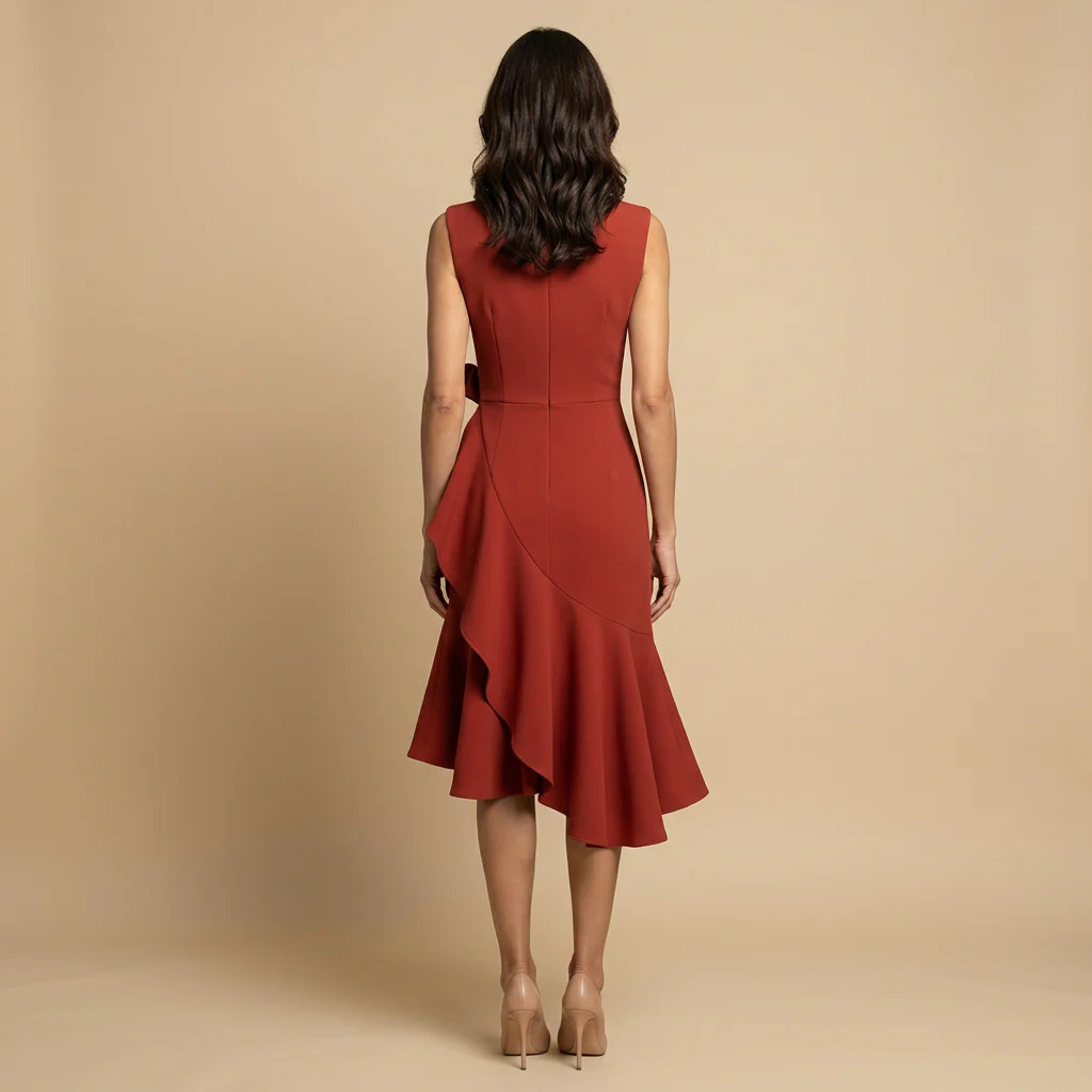 Claudia Vestido Midi Asimétrico con Drapeado Elegante