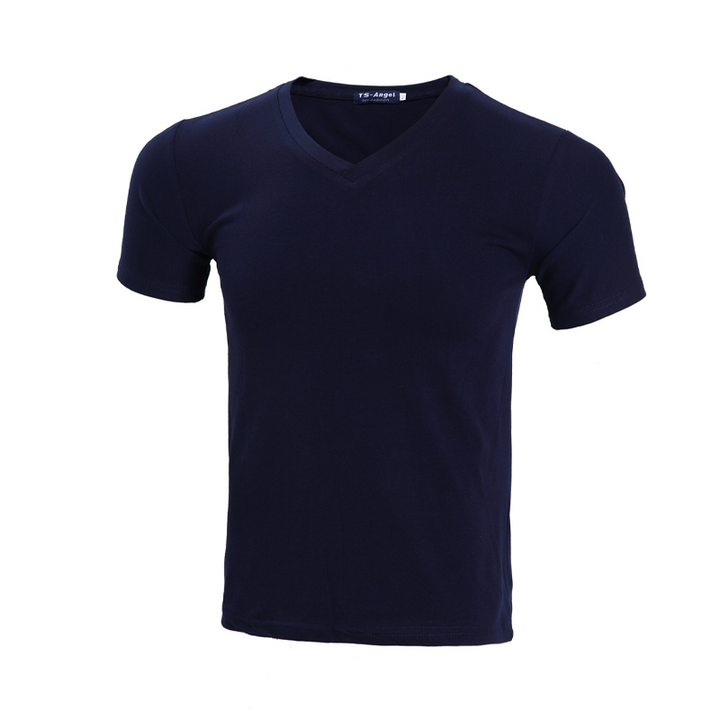 T-shirt classique à manches courtes en coton et col en V