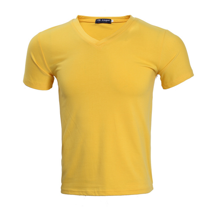 T-shirt classique à manches courtes en coton et col en V