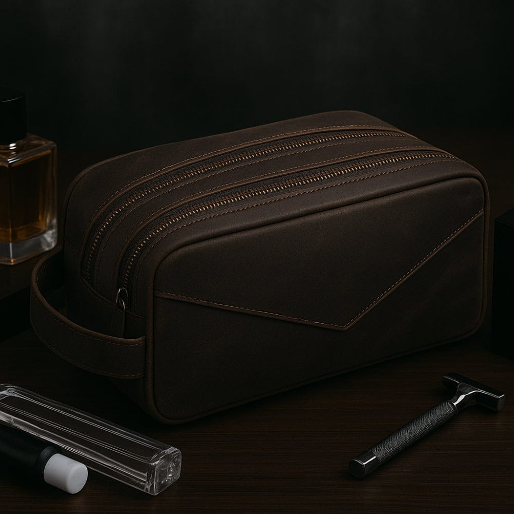 Trousse de toilette homme cuir véritable - Luxe intemporel