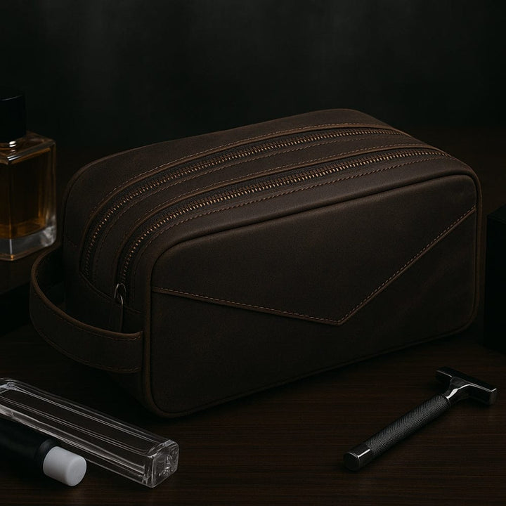 Trousse de toilette homme cuir véritable - Luxe intemporel
