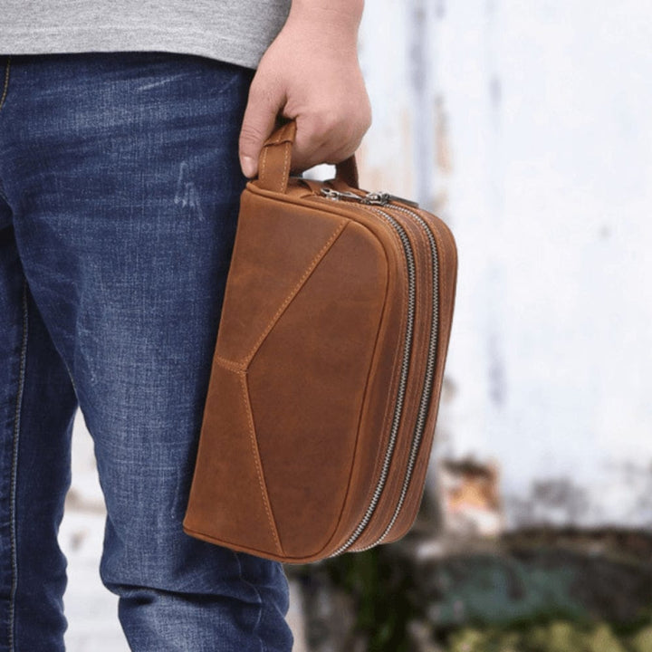 Trousse de toilette homme cuir véritable - Luxe intemporel