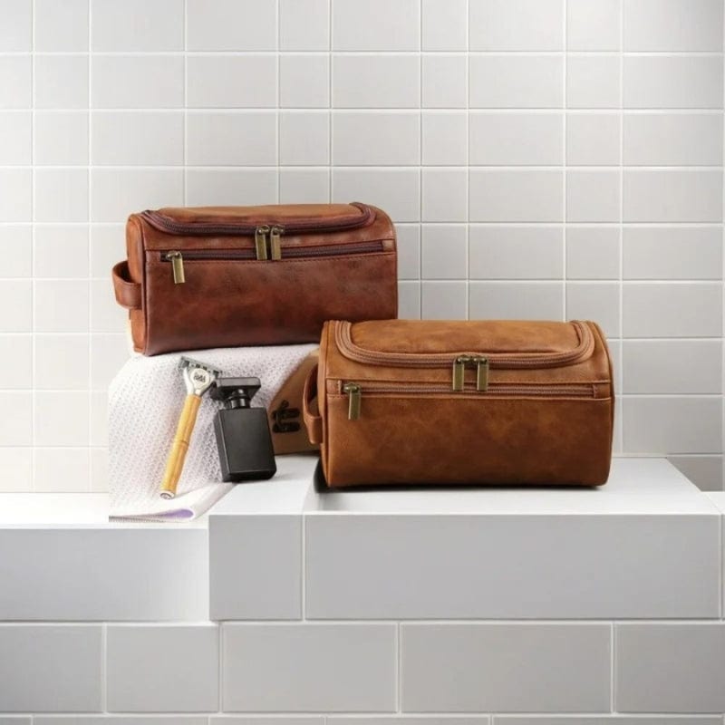 Trousse de toilette homme personnalisée en cuir – Gravure incluse